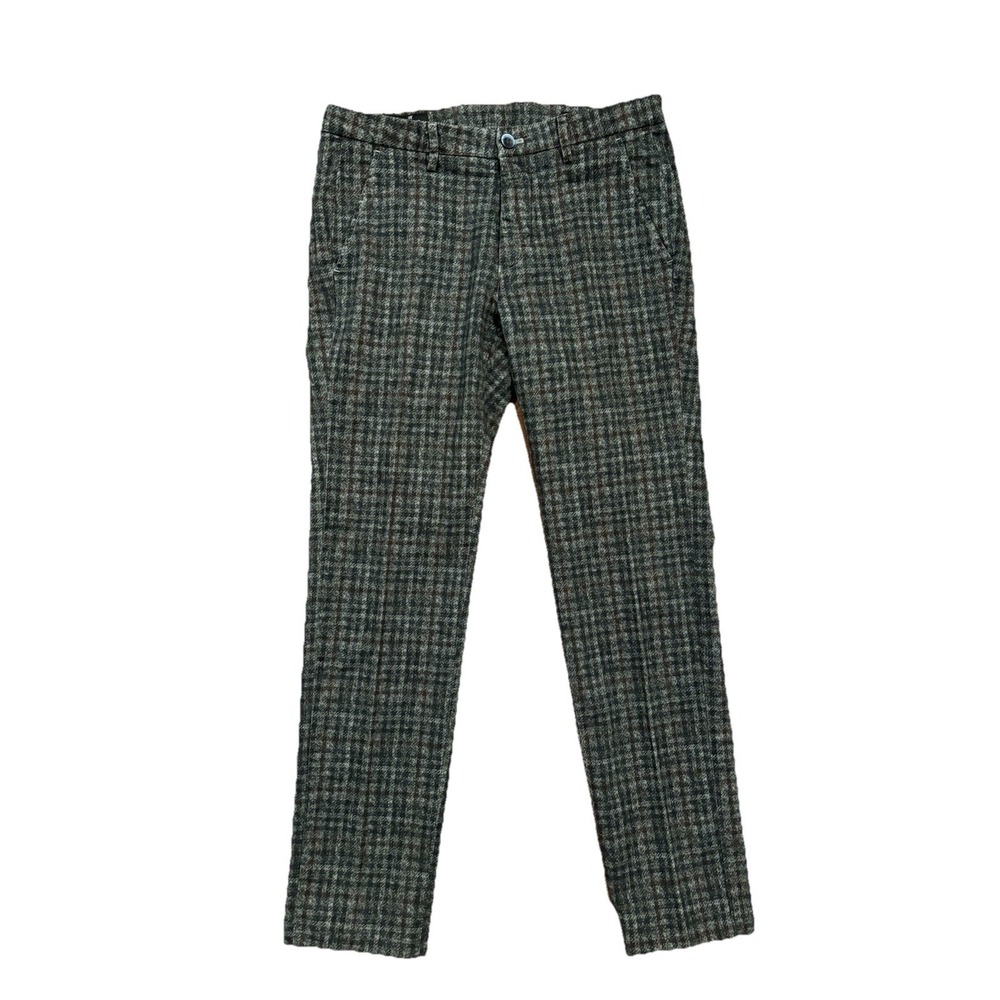 Mason's Italy‎ Torino Plaid Pants Grey Red Blue Stretch Measures 32x30.5 EUC